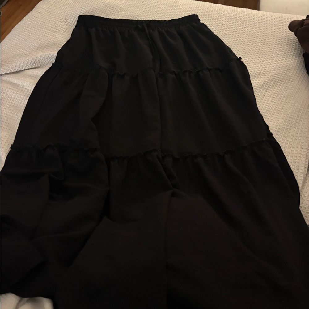 Black Tiered Maxi Skirt